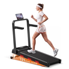 SONITU Walking Pad with 15% Auto Incline & Handle, 2.5HP Under Desk Treadmill for Home, 300LBS Capacity, Remote Control & LED Display
