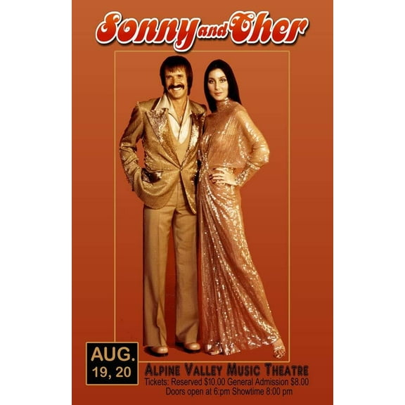 SONNY AND CHER REPLICA 1977 CONCERT POSTER
