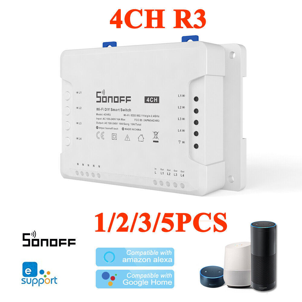 SONOFF 4CH R3/PRO R3 RF 433MHz 4 Gang WiFI Switch Smart Home 1/2/3/5PCS ...