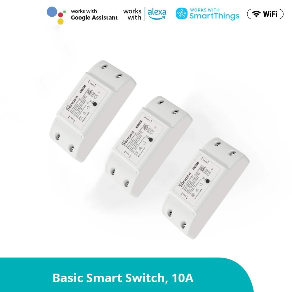 SONOFF Basic R2 10A Smart WiFi Wireless Light Switch, Universal DIY Module  for Smart Home Automation Solution, Works with  Alexa & Google Home