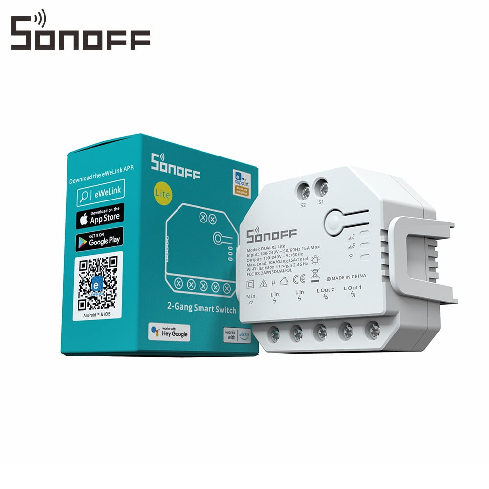 SONOFF Dual Relay Module with Power Metering ,Smart Double Relay Switch for  Garage Doors and Boilers,Roller Shade Switch & Light Switch, Supports  Google Assistant and Alexa,TUV Certified 