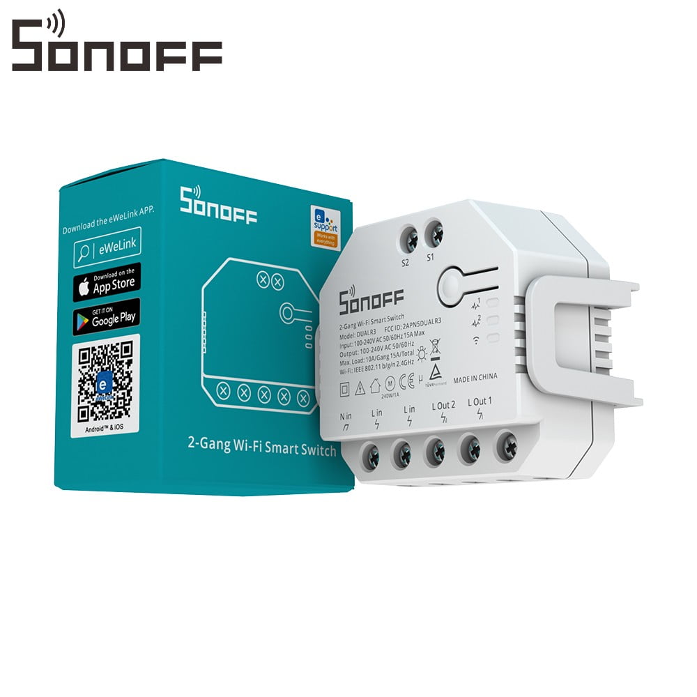 Sonoff Dual R3 Wifi Smart Switch 2 Gang Dual Relay Module Power Metering