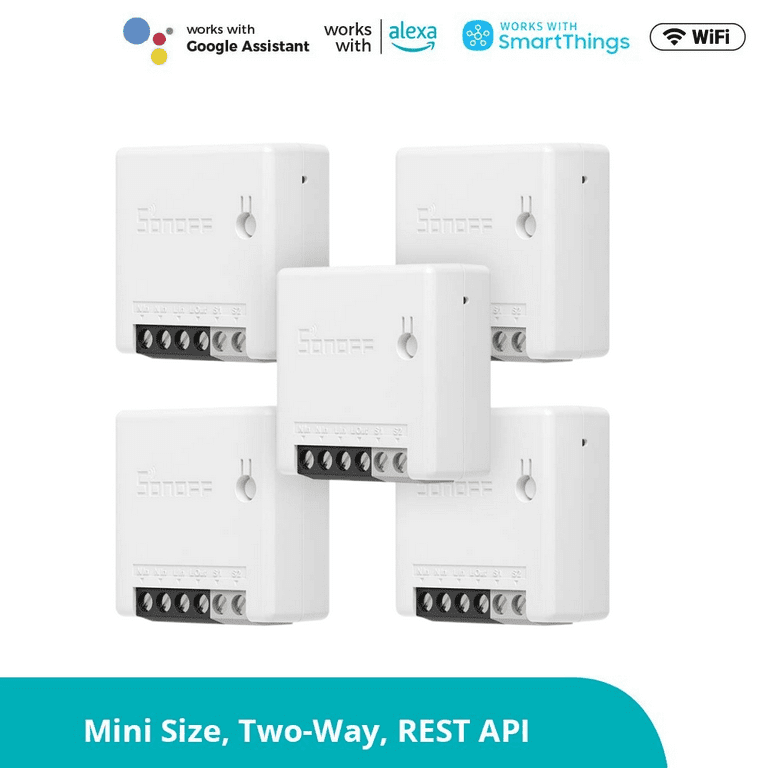 SONOFF Mini R2 10A Smart WiFi Wireless Light Switch Works with Alexa &  Google Home Assistant, Universal DIY Module for Smart Home