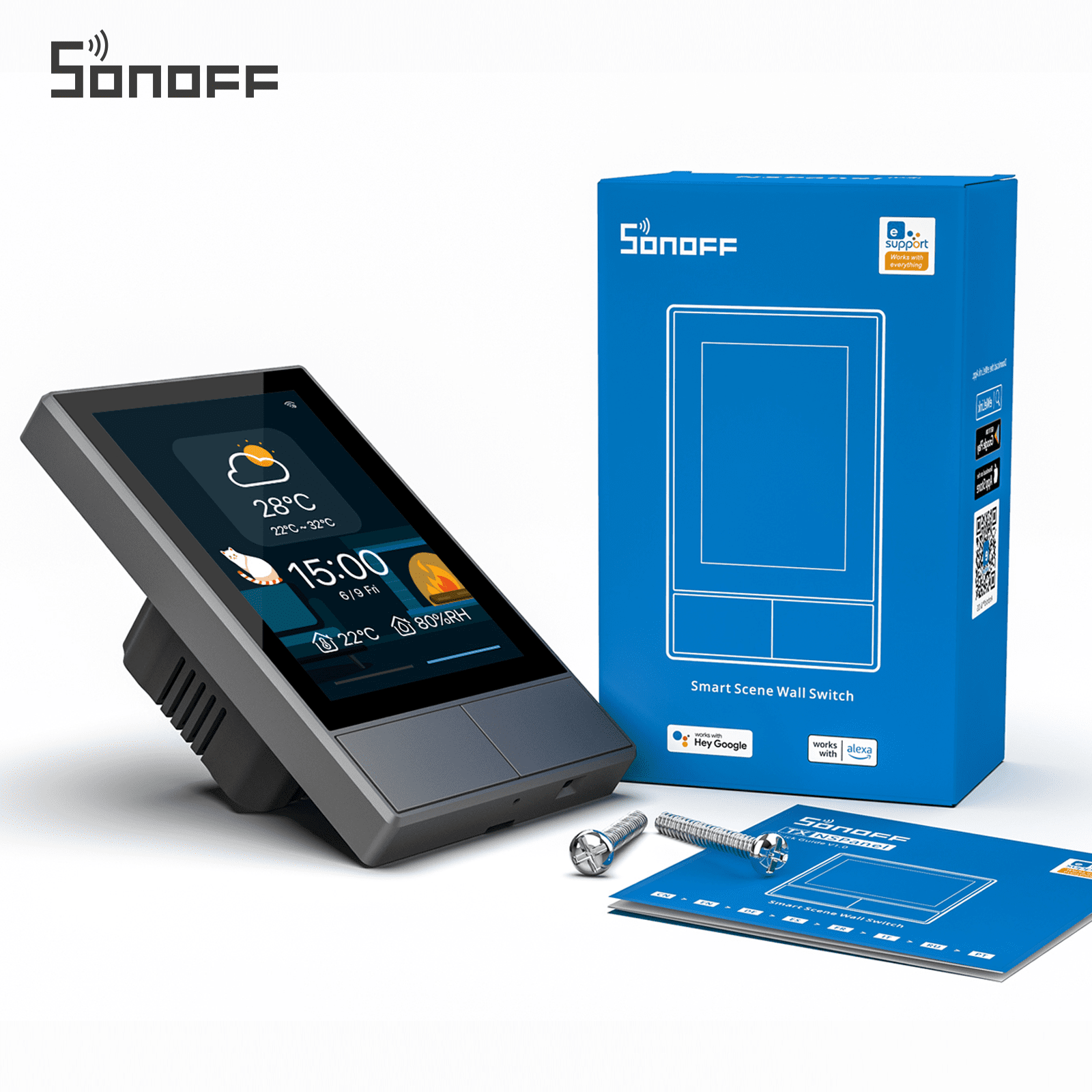 SONOFF NSPanel WiFi Smart Switch,2-Switch Panel Smart Home Hub  Control,Touchscreen Control for Smart Thermostat Function,Work with Alexa &  Google Home Assistant 