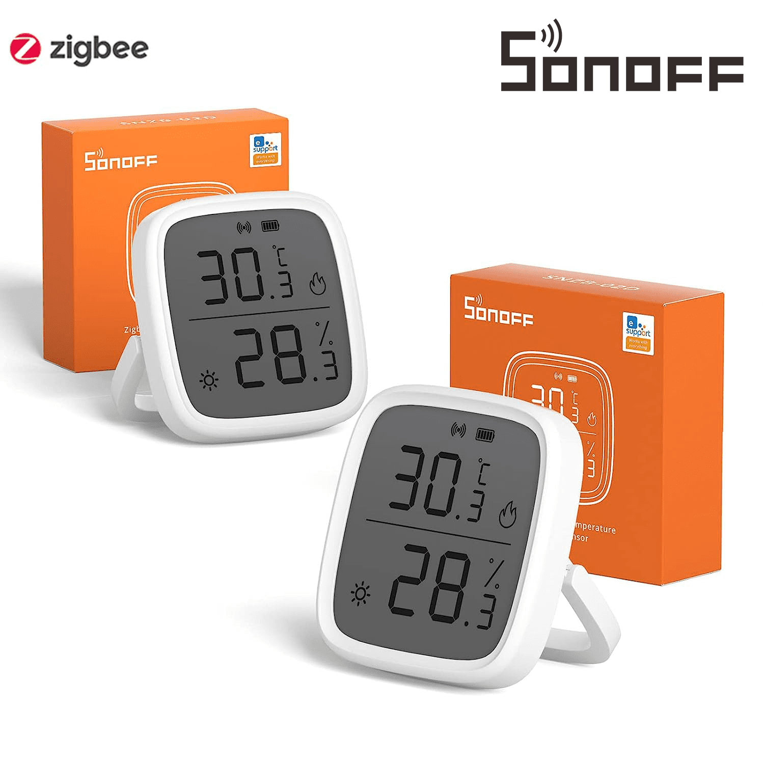 3PCS SONOFF SNZB-02 Zigbee Temperature Humidity Sensor Smart Home Remote  Monitor