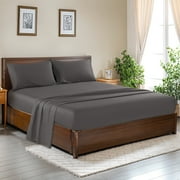 SONORO KATE 100% Cotton Bed Sheets Set, 1000 Thread Count 4 Piece Luxury Soft Sheets Set with 16" Deep Pocket, Queen, Dark Gray
