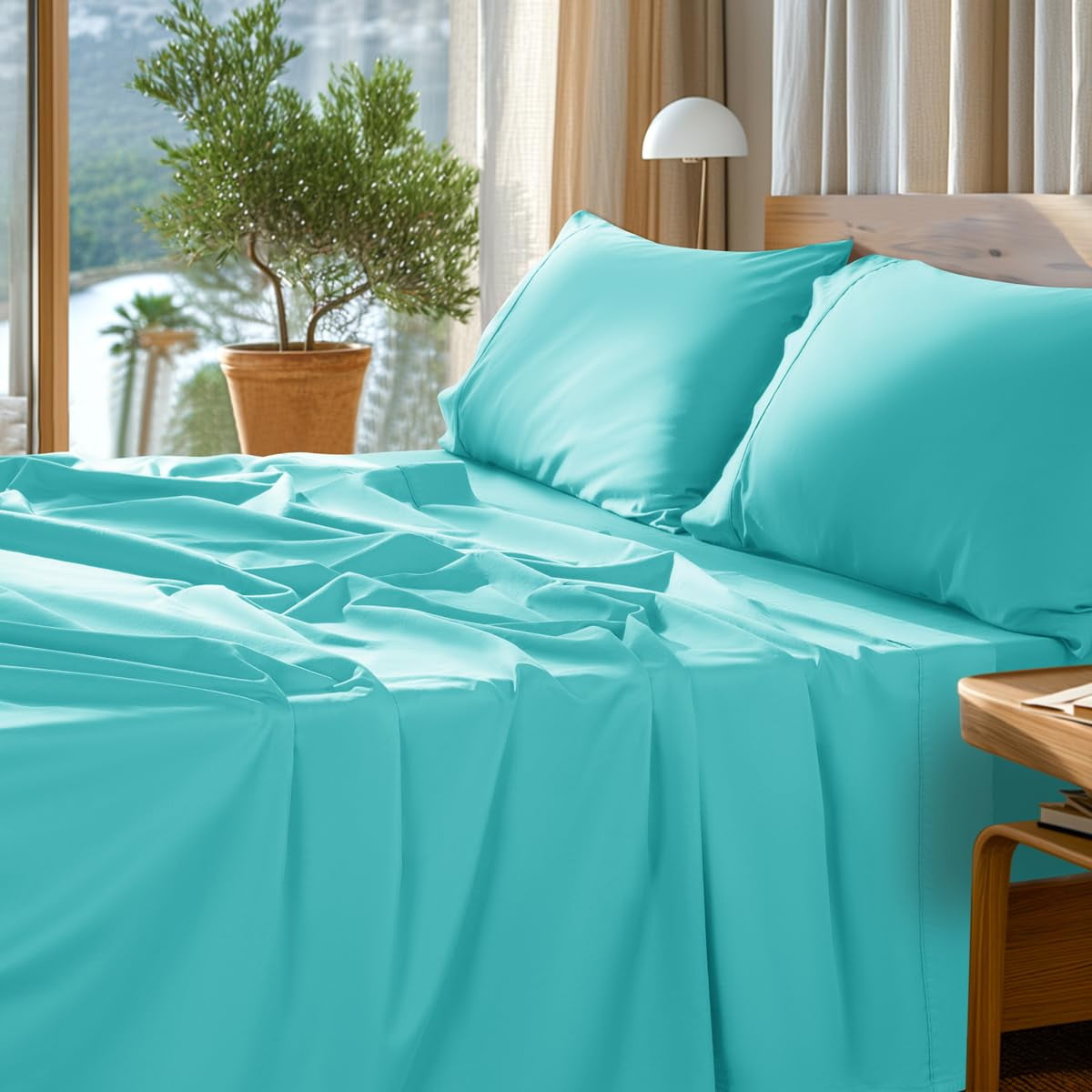 SONORO KATE 100 Cotton Bed Sheets Set, 1000 Thread Count 4 Piece