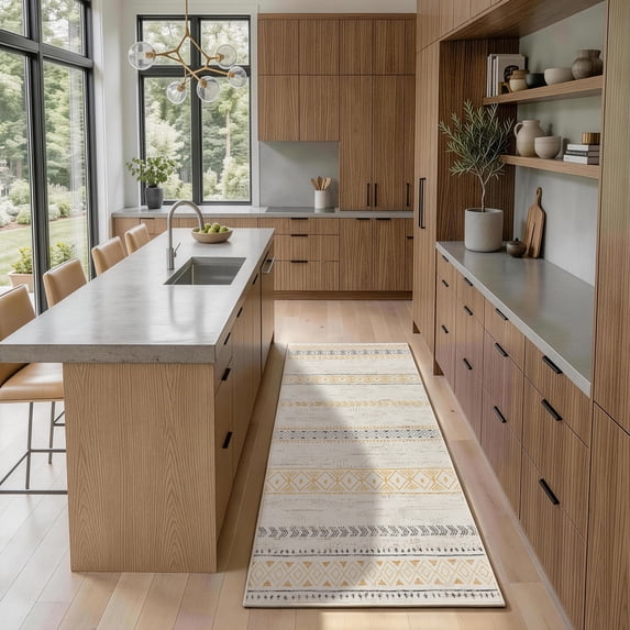 SONORO KATE 2'x6' Runner Rugs for Hallway, Machine Washable Geometric Stripe Non Slip Soft Indoor Area Carpet, Brown
