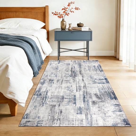 SONORO KATE 2'x6' Runner Rugs for Hallway, Machine Washable Modern Abstract Non Slip Soft Indoor Area Carpet, Navy/Gray