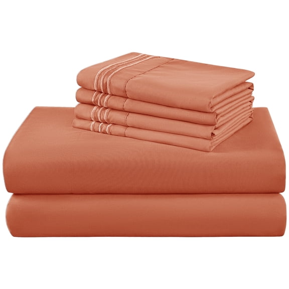 SONORO KATE 4 Pieces Bed Sheet Set, 1800 Series Soft Microfiber Twin XL Sheets with 16" Deep Pocket, Coral