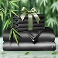 thumbnail image 1 of SONORO KATE 6 Pieces Bamboo Bed Sheets Set, Luxury Rayon Derived - Deep Pockets - Wrinkle Free - Extremely Soft, California King, Black, 1 of 9