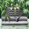 thumbnail image 1 of SONORO KATE 6 Pieces Bamboo Bed Sheets Set, Luxury Rayon Derived - Deep Pockets - Wrinkle Free - Extremely Soft, Queen, Dark Gray, 1 of 9