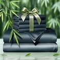 thumbnail image 1 of SONORO KATE 6 Pieces Bamboo Bed Sheets Set, Luxury Rayon Derived - Deep Pockets - Wrinkle Free - Extremely Soft, Queen, Navy Blue, 1 of 9