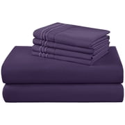 SONORO KATE 6 Pieces Bed Sheet Set, 1800 Series Soft Microfiber Queen Sheets with 16" Deep Pocket, Purple