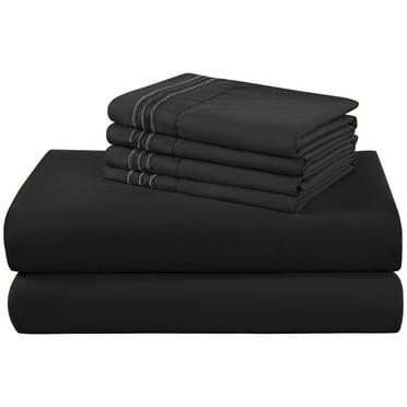 SONORO KATE 6 Pieces Bed Sheet Set, 1800 Series Soft Microfiber California King Sheets with 16" Deep Pocket, Black