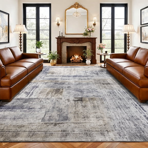 SONORO KATE 8'x10' Area Rugs for Living Room, Machine Washable Modern Abstract Non Slip Soft Indoor Area Carpet, Gray/Brown