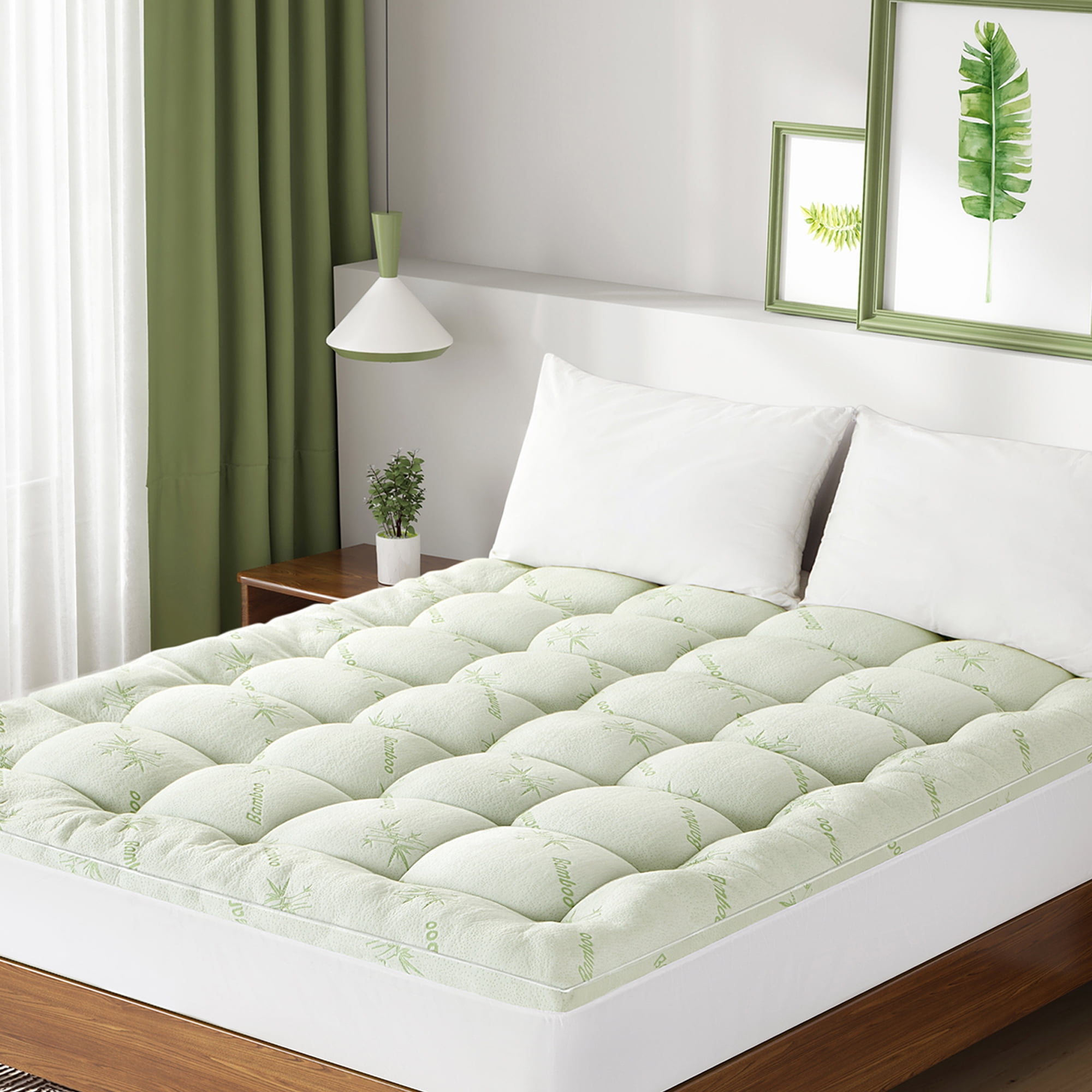 "SONORO KATE Overfilled Thick Cooling Bamboo King Mattress Pad with 21
