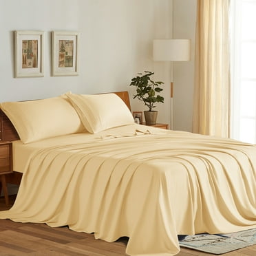 SONORO KATE Bed Sheets Set, 1800 Series Microfiber Deep Pocket 3 Pieces Luxury Soft Sheet Set, Twin, Ivory
