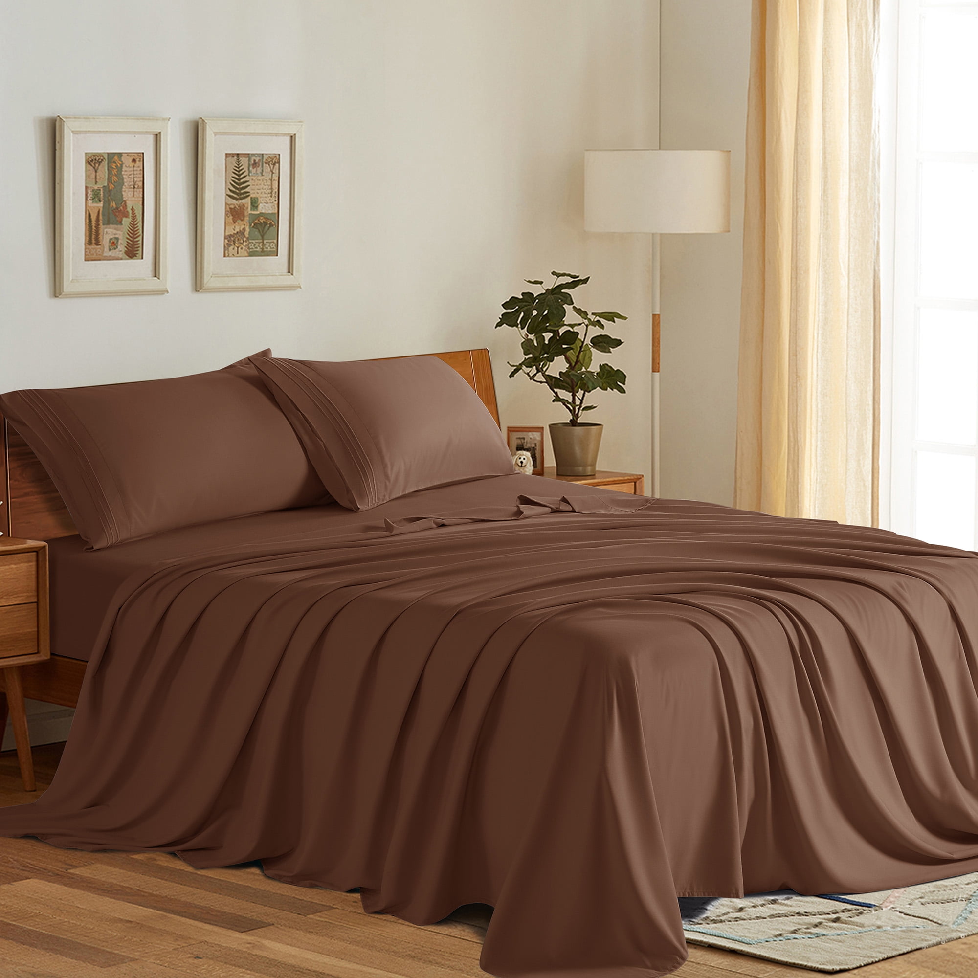 SONORO KATE Bed Sheets Set, 1800 Series Microfiber Deep Pocket 4 Pieces