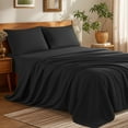 thumbnail image 1 of SONORO KATE RV Bed Sheets Set, 1800 Series Microfiber Deep Pocket 4 Pieces Luxury Soft Sheet Set, Short Queen, Black, 1 of 7