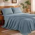 thumbnail image 1 of SONORO KATE RV Bed Sheets Set, 1800 Series Microfiber Deep Pocket 4 Pieces Luxury Soft Sheet Set, Short Queen, Gray Blue, 1 of 7