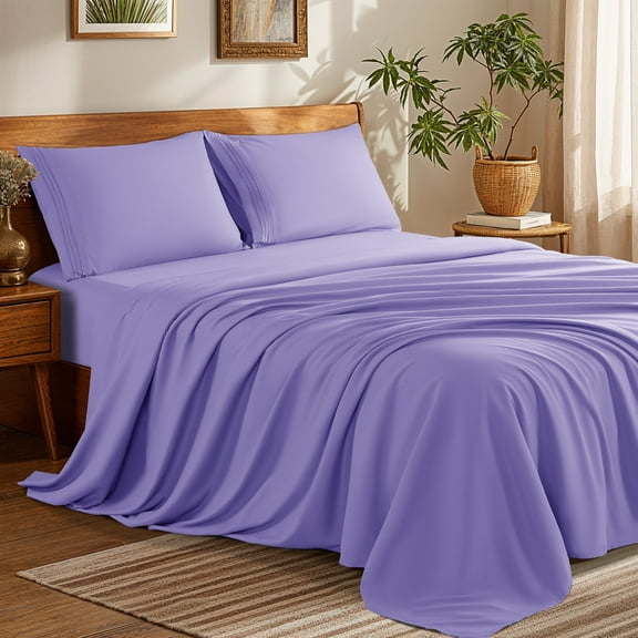 SONORO KATE RV Bed Sheets Set, 1800 Series Microfiber Deep Pocket 4 Pieces Luxury Soft Sheet Set, Short Queen, Lavender