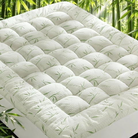 SONORO KATE Mattress Topper Queen Size, Cooling Bamboo Extra Thick Mattress Pad, 900GSM Fluffy Down Alternative Fill with 21" Deep Pocket
