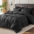 thumbnail image 1 of SONORO KATE Queen Comforter Set, 7 Pieces Bedding Sets for All Season, Bed in a Bag with Pleated Comforter - Flat Sheet & Fitted Sheet - Pillowcases & Shams, Black, 1 of 6