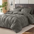 thumbnail image 1 of SONORO KATE Queen Comforter Set, 7 Pieces Bedding Sets for All Season, Bed in a Bag with Pleated Comforter - Flat Sheet & Fitted Sheet - Pillowcases & Shams, Gray, 1 of 7