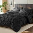 thumbnail image 1 of SONORO KATE Twin Comforter Set, 5 Pieces Bedding Sets for All Season, Bed in a Bag with Pleated Comforter - Flat Sheet & Fitted Sheet - Pillowcases & Shams, Black, 1 of 6