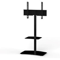 SONOROUS PL-2810 Modern TV Floor Stand Mount/Bracket with Tempered Glass Shelf for Sizes up to 65" (Steel Construction) - Black