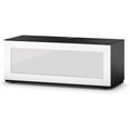 thumbnail image 1 of SONOROUS Studio ST-110B I/R Friendly Wood and Glass TV Stand with Hidden Wheels for Sizes up to 65" (Modern Design with 4 Shelves for Your Audio/Video Components and Consoles) - White Glass Cover, 1 of 6