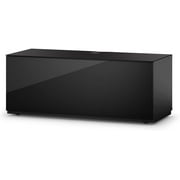 SONOROUS Studio ST-110B Wood and Glass TV Stand with Hidden Wheels for Sizes up to 65" (Modern Design with 4 Shelves for Your Audio/Video Components and Consoles, Comes with I/R Repeater)-Black Cover