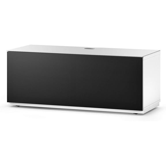 SONOROUS Studio ST-110B Wood and Glass TV Stand with Hidden Wheels for Sizes up to 65" (Modern Design with 4 Shelves for Your Audio/Video Components and Consoles, Comes with I/R Repeater)-Black Cover