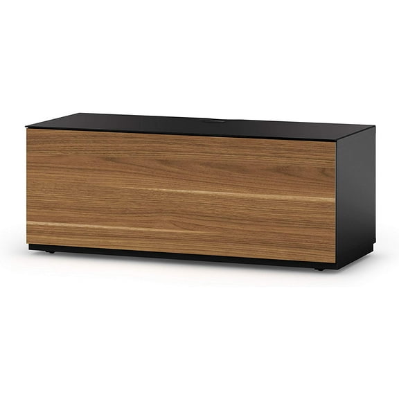 SONOROUS Studio ST-110B Wood and Glass TV Stand with Hidden Wheels for Sizes up to 65" (Modern Design with 4 Shelves For Your Audio/Video Components and Consoles, Comes with I/R Repeater)-Walnut Cover