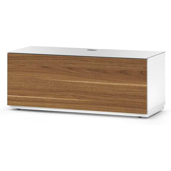 SONOROUS Studio ST-110B Wood and Glass TV Stand with Hidden Wheels for Sizes up to 65" (Modern Design with 4 Shelves For Your Audio/Video Components and Consoles, Comes with I/R Repeater)-Walnut Cover