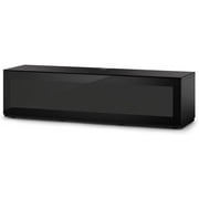 SONOROUS Studio ST-160B I/R Friendly Wood and Glass TV Stand with Hidden Wheels for Sizes up to 75 Modern Design with 6 Shelves for Your Audio/Video Components and Consoles - Black Glass Cover