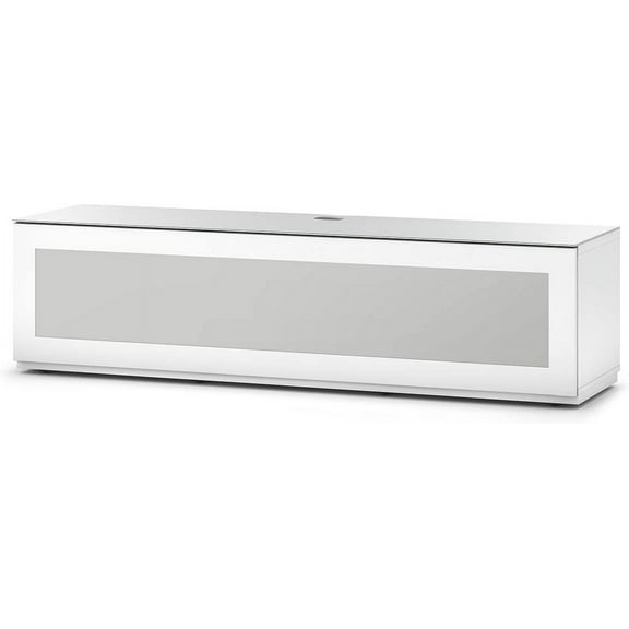 SONOROUS Studio ST-160B I/R Friendly Wood and Glass TV Stand with Hidden Wheels for Sizes up to 75" (Modern Design with 6 Shelves For Your Audio/Video Components and Consoles) - White Glass Cover