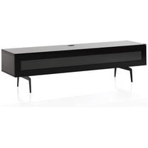 SONOROUS Studio ST-360 I/R Friendly Wood and Glass Modern TV Stand with Spike Metal Legs for Sizes up to 75" (Modern Design Cabinet for Your Audio/Video Components and Consoles) - Black