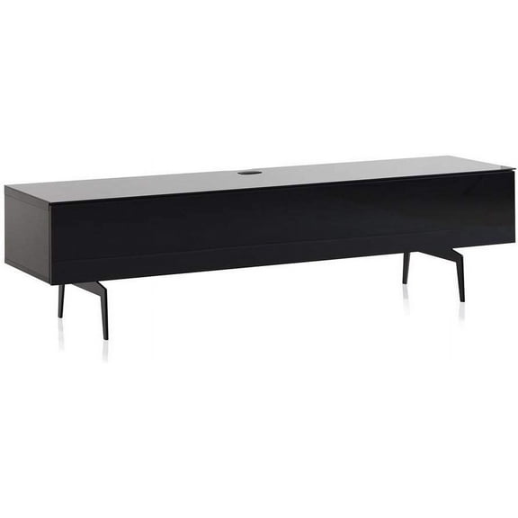 SONOROUS Studio ST-360 Wood and Glass Modern TV Stand with Spike Metal Legs for Sizes up to 75" (Modern Design Cabinet for Your Audio/Video Components and Consoles, Comes with I/R Repeater) - Black