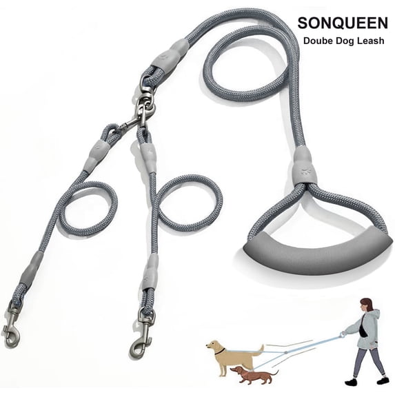 SONQUEEN Double Dog Leash,Dual Dog Lead Double Leash for Two Dogs Training Leash Two Dog Leash No Tangle for Medium & Small Dogs Detachable Design for Effortless Walks and Control