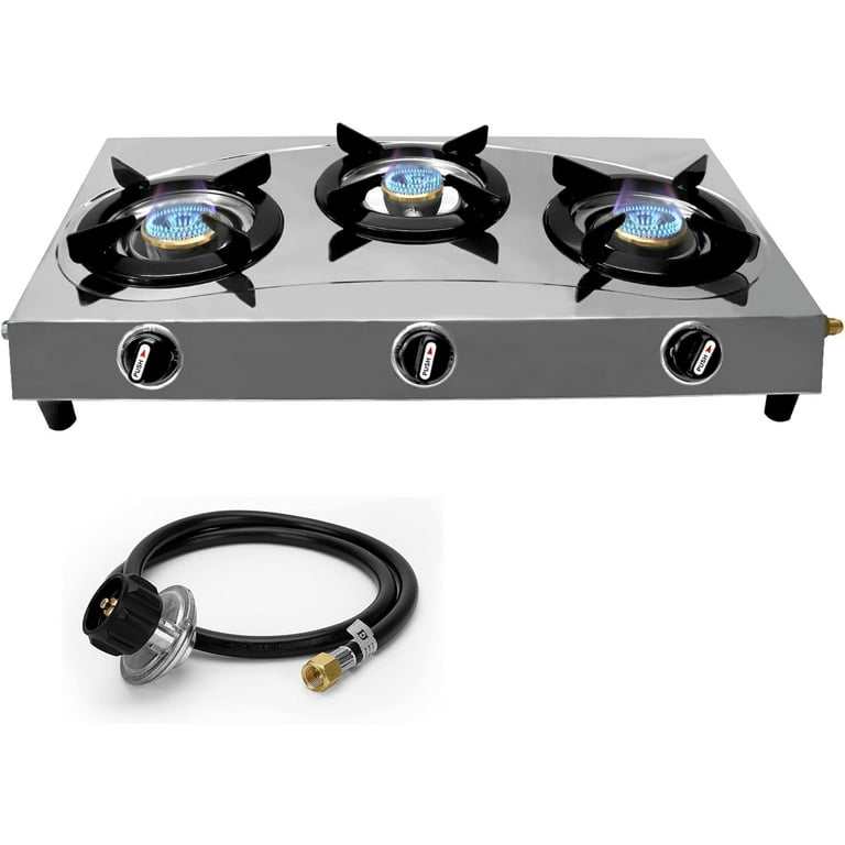 SONRET 3 burner propane stove -Stainless Steel rv cooktop camping stove -  portable propane stove gas burners For Cooking Outdoor Grilling  Kitchen-With
