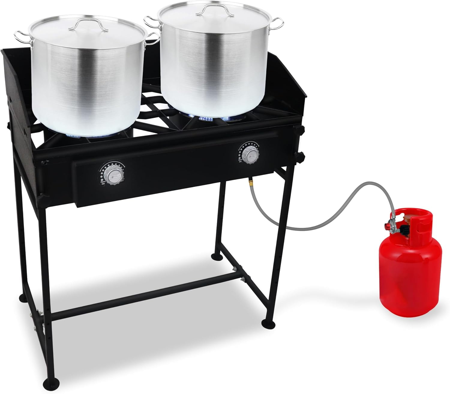 SONRET - Double Burner Propane Outdoor Camping Stove - with Detachable Legs & Wind Panel