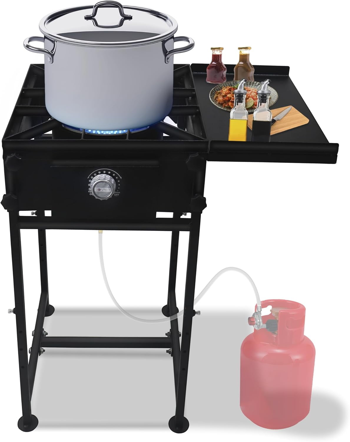 SONRET - Single Burner Propane Stove - 1,30,000 BTU - with Side Shelf , Regulator & Hose
