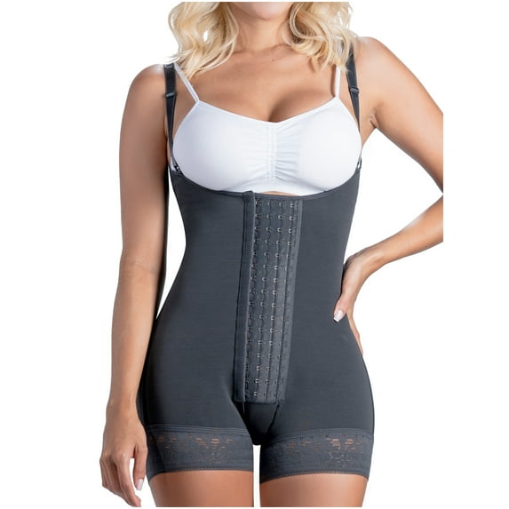 SONRYSE 066 Fajas Colombianas Reductoras Postpartum Girdle Full Body Shapewear Shaper for Women Ash Black M