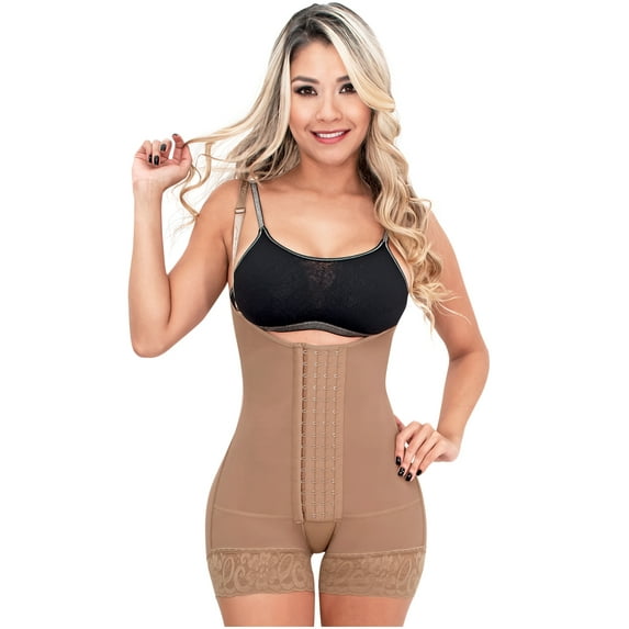 SONRYSE 066 Fajas Colombianas Reductoras Postpartum Girdle Full Body Shapewear Shaper for Women Cocoa L