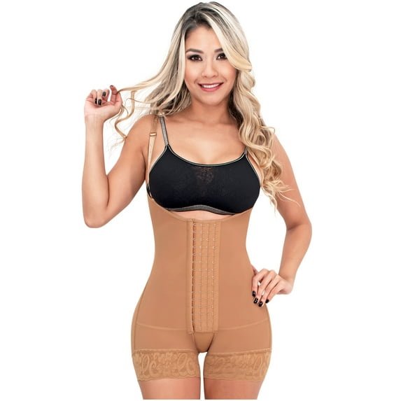 SONRYSE 066 Fajas Colombianas Reductoras Postpartum Girdle Full Body Shapewear Shaper for Women Mocha S