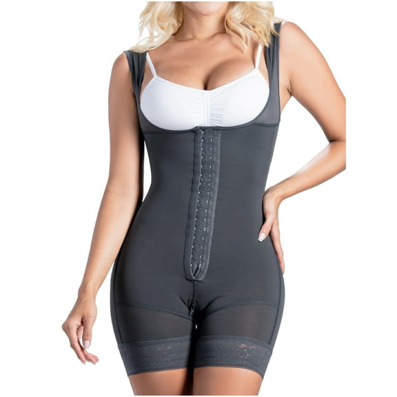 SONRYSE Faja Colombiana Postpartum and Post Surgery Extra Firm Shapewear Girdle BBL Stage 2 Bodysuit Faja for Woman Ash Black S