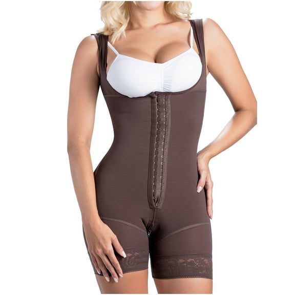 SONRYSE Faja Colombiana Postpartum and Post Surgery Extra Firm Shapewear Girdle BBL Stage 2 Bodysuit Faja for Woman Chocolate 2XL