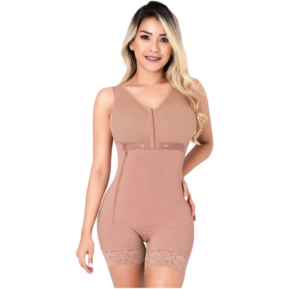 SONRYSE Slimming Body Shaper Postpartum Girdle for Stomach Body Slimmer Shapewear Fajas Bodysuit for Woman Fajas Colombianas Postparto para Mujer Mocha M
